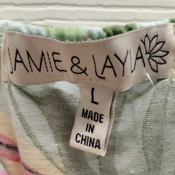 NWT Jamie & Layla Women Size Large Tropical Sleeveless Asymmetric Hem Midi Dress - Picture 5 of 7